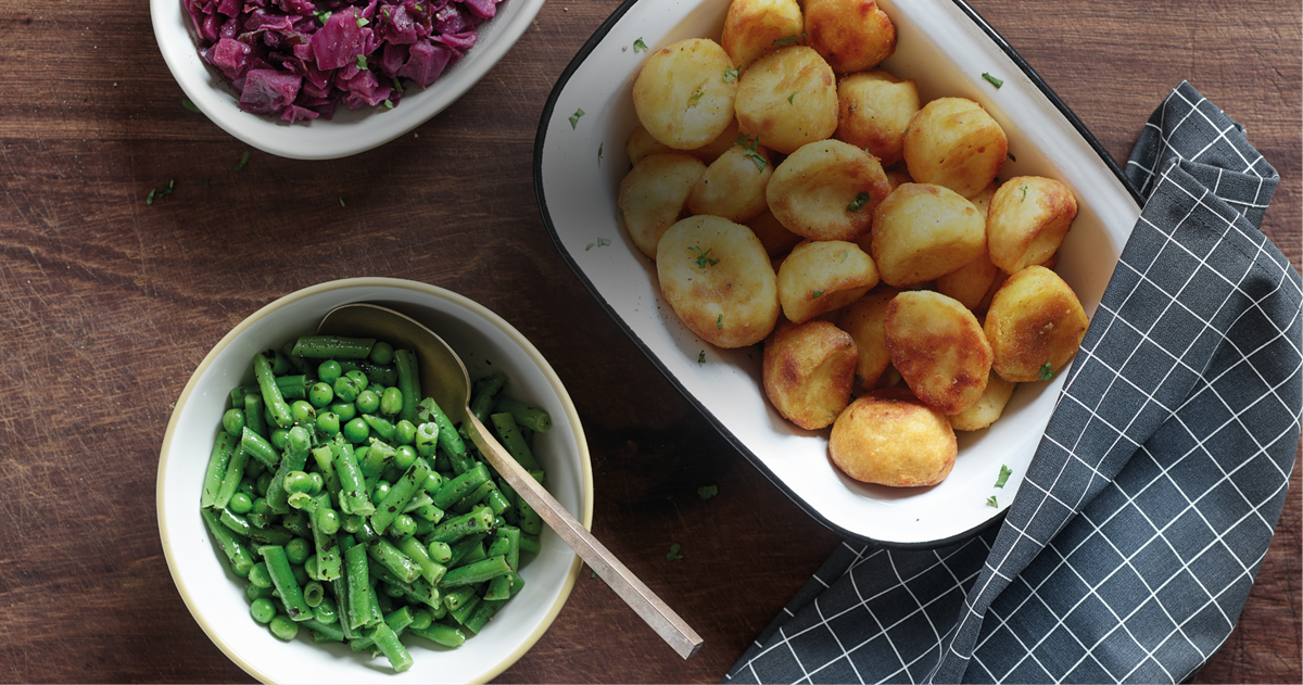 Roast potatoes and vegetables